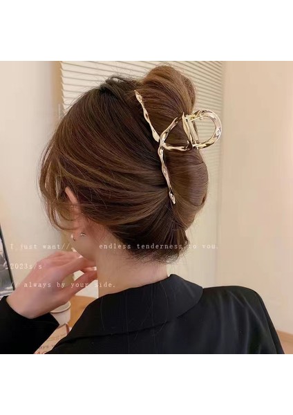 Basit Yay Metal Kapma Klipsi Kadın Gelişmiş Büyük Mizaç Duygusu Köpekbalığı Klipsi Soğuk Başın Arkası (Yurt Dışından)