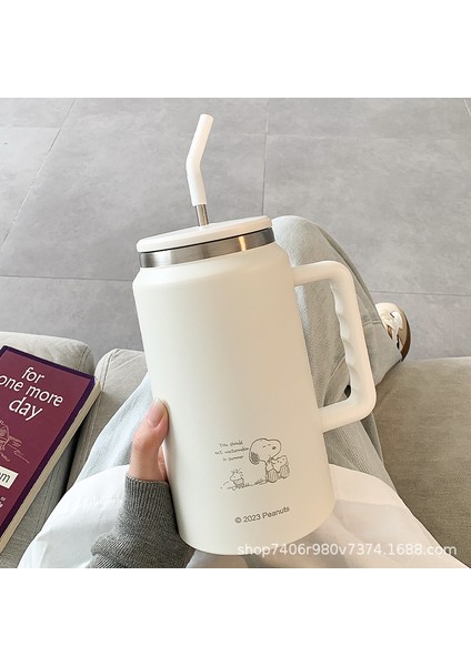 Snoopy Yalıtımlı Kupa Büyük Kapasiteli Pipetli Kupa (Yurt Dışından)