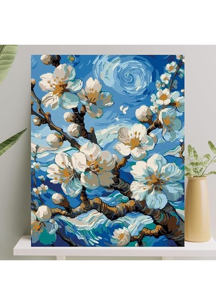 Hobi Sanat Sayılarla Boyama Tuval Seti Fırça Boya Dahil (Çıtalı) 40X50 cm - Bahar Dalı