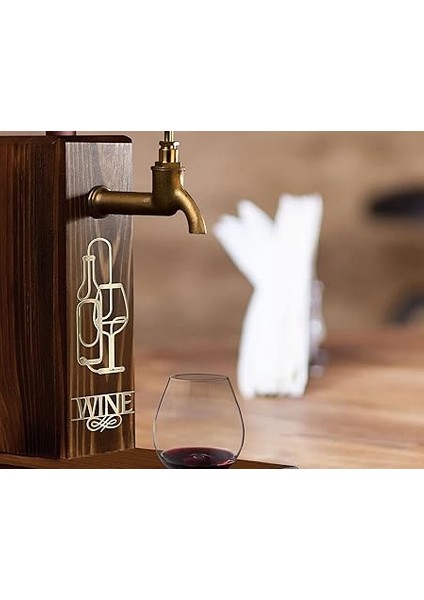 Şarap Baskılı Musluklu Doğal Ahşap Içki Standı, Içki Çeşmesi, Doğum Günü Hediyesi, Ev Hediyesi, Içecek Dispenseri fırsatları