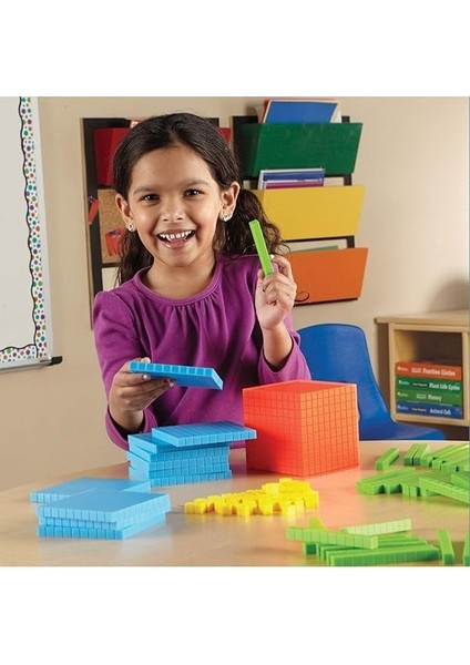 Onluk Taban Blokları, Renkli Bloklar Matematik Materyali, Birlik, Onluk, Yüzlük modelleri