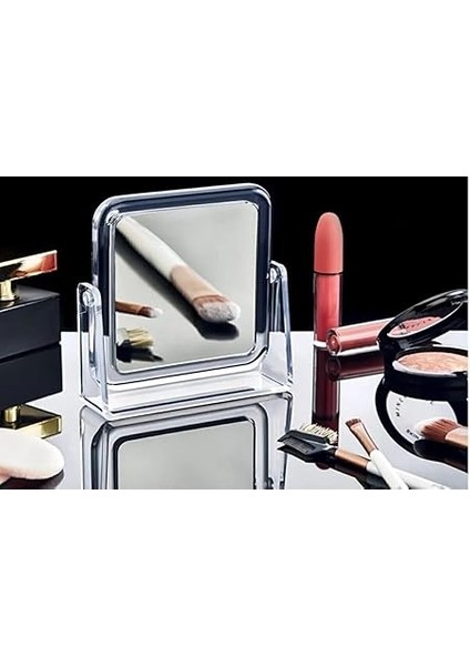 Çift Taraflı Büyüteçli Kare Makyaj Aynası, 360° Döner Mekanizmalı ve Taşınabilir Kompakt Tasarım fiyatları