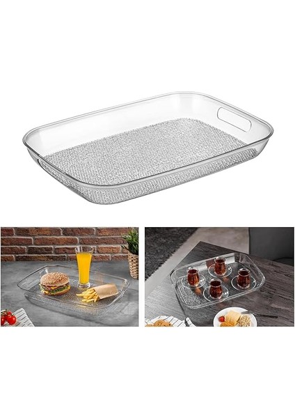 Diamond Akrilik Kırılmaz Şeffaf Servis Tepsisi (Dikdörtgen) 44X30X5CM - Akrilik Kırılmaz Tepsi fiyatları