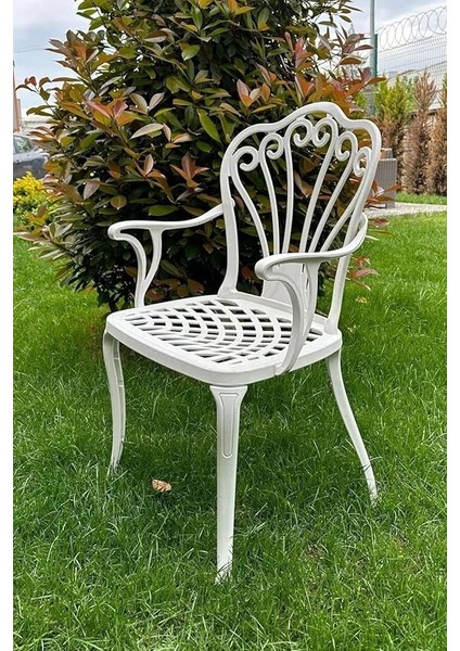 Ferforje Görünümlü Masa ve Sandalye, Bahçe, Balkon ve Dış Mekanda Kullanılabilir, 2 Yıl Garantili, 150 kg Taşıma Kapasiteli, Plastik Masa ve Sandalye Takımı (Beyaz, Standart) fırsatları