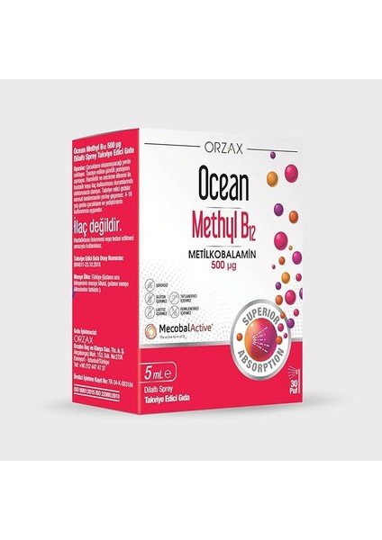 Methyl B12 Dilaltı Sprey 500MCG 5 ml