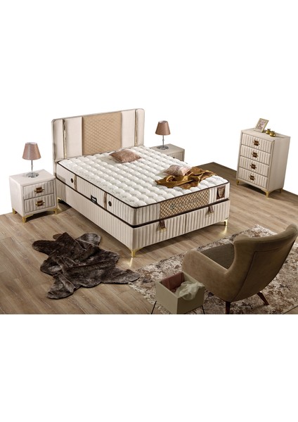 Collagen Set Çift Kişilik Yatak Seti 160 x 200 Başlık + Sandıklı Baza+ Ortopedik Yatak modelleri