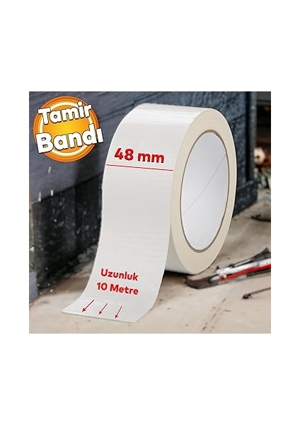 Tamir Onarım Tadilat Bandı 48 mm x 10 Metre Çok Amaçlı Beyaz Takviye Bant Güçlü Yapıştırıcı modelleri