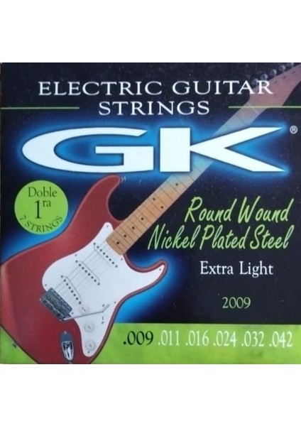 Artigas – Gk Electric Guitar Strings – 2009 – Extra Light 9-42 – Round Wound – Nickel Plated Steel – With Extra 1st String