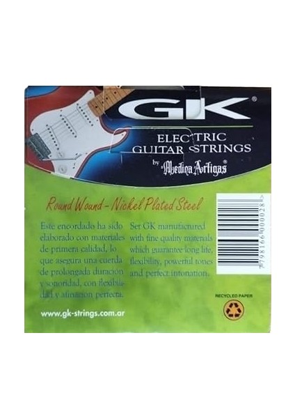 Artigas – Gk Electric Guitar Strings – 2009 – Extra Light 9-42 – Round Wound – Nickel Plated Steel – With Extra 1st String fiyatları