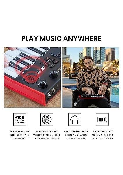 Professional Mpk Mini Play Mk3 - Mıdı Klavye Controller Dahili Hoparlör ve Dinamik 25 Tuş Yatağı, Mpc Pedleri ve Yazılım Paketi Dahil modelleri