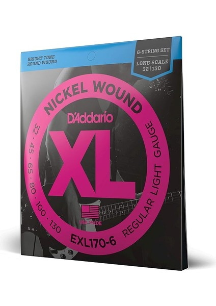 EXL170-6 Bas Gitar Tel Seti, 6 Telli, Xl, 32-130, Long Sca