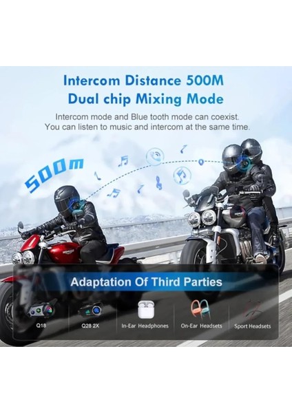 6 Kişilik Motosiklet Kask Bluetooth Intercom Seti Su Geçirmez 1000M Mesafeli Müzik Paylaşımlı fiyatları