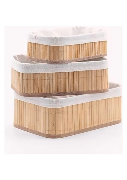 3'lü Çok Amaçlı Bambu Organizer Seti, Çok Boyutlu Mutfak Banyo Ev Sepetleri, Büyük, Orta, Küçük Boy fırsatları