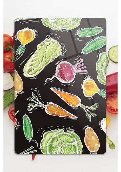 Cam Kesme Tahtası ve Sunum Tablası Sebze Desenli 20 x 30 cm indirimleri