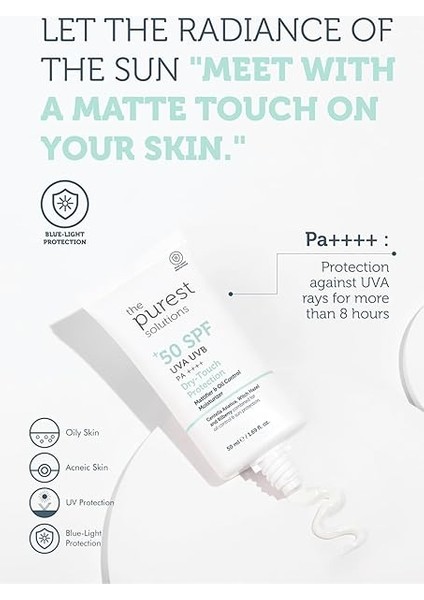 Purest Solutions, Yağlı ve Karma Ciltler Için Matlaştırıcı Güneş Koruyucu Krem Spf 50, 50 ml modelleri