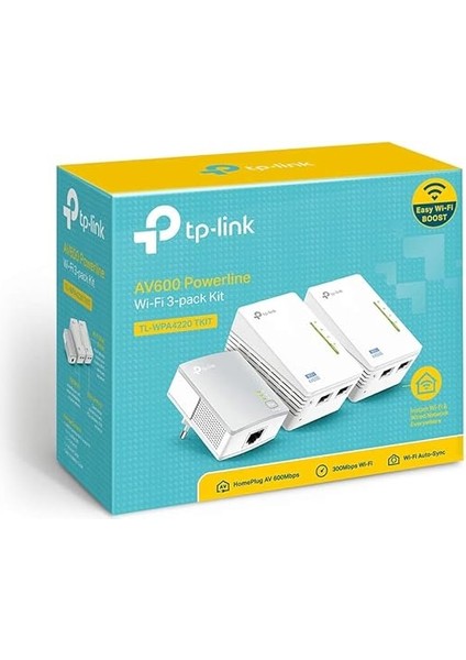 TL-WPA4220T Kıt, AV600 300MBPS Kablosuz Tak Kullan 2 Lan Portlu 300M Mesafeli Menzil Genişletici 3’lü Powerline Adaptör fırsatları