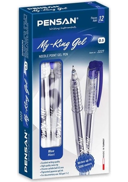 6405 My-Kıng Jel Metal Klips Klm Mavi 0,5 12'li Paket - PE06405MAVİ