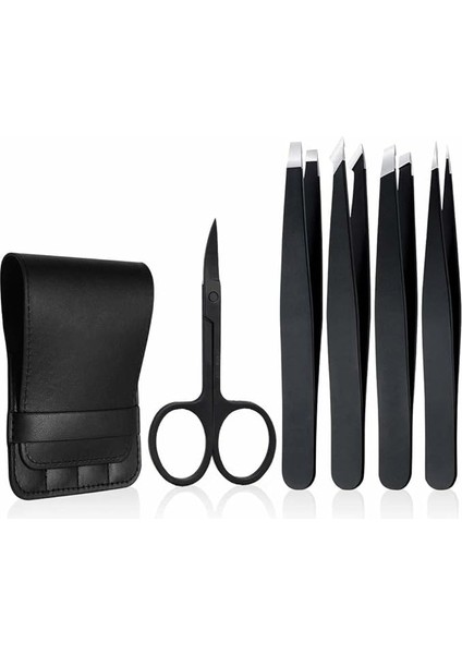 5 Adet Profesyonel Paslanmaz Çelik Deri Çantalı Cımbız Seti