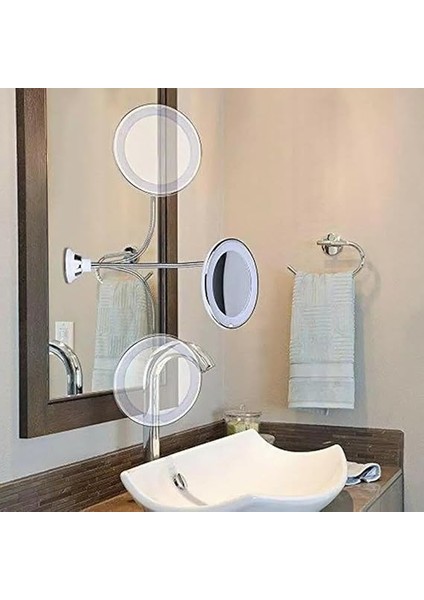 10X Zoom Büyüteç LED Işıklı Esnek Makyaj Kişisel Bakım Aynası - Güçlü Vantuzlu Kavrama - 360 Flex Bağlantı fiyatları