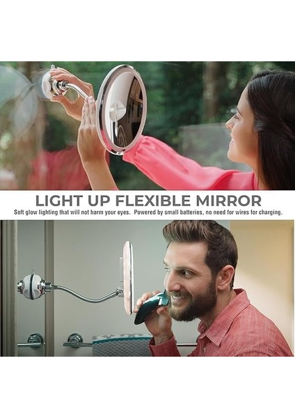 10X Zoom Büyüteç LED Işıklı Esnek Makyaj Kişisel Bakım Aynası - Güçlü Vantuzlu Kavrama - 360 Flex Bağlantı indirimleri