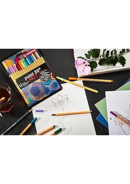 Point 88 Arty - Ince Keçe Uçlu Kalem - 18'li Paket - Çeşitli Renkler indirimleri