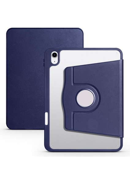Ipad 11 Inç A16 (11.nesil) 2025 ile Uyumlu Kalem Bölmeli 360 Dönebilen Kapaklı Kılıf A3355, Lacivert