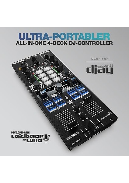 Mixtour Pro | Ultra Taşınabilir Hepsi Bir Arada 4-Deck Usb-C Ses Kartlı Dj Controller/kontrolör | Algoriddim Djay Pro Için (Mac, Pc, Ios & Android Uyumlu) fiyatları
