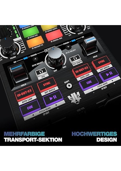 Mixtour Pro | Ultra Taşınabilir Hepsi Bir Arada 4-Deck Usb-C Ses Kartlı Dj Controller/kontrolör | Algoriddim Djay Pro Için (Mac, Pc, Ios & Android Uyumlu) modelleri