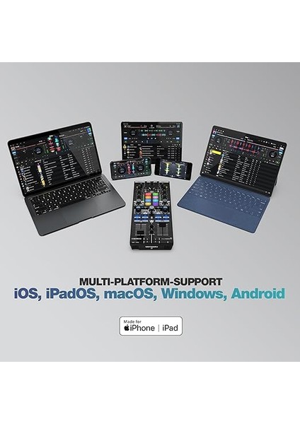 Mixtour Pro | Ultra Taşınabilir Hepsi Bir Arada 4-Deck Usb-C Ses Kartlı Dj Controller/kontrolör | Algoriddim Djay Pro Için (Mac, Pc, Ios & Android Uyumlu) fırsatları