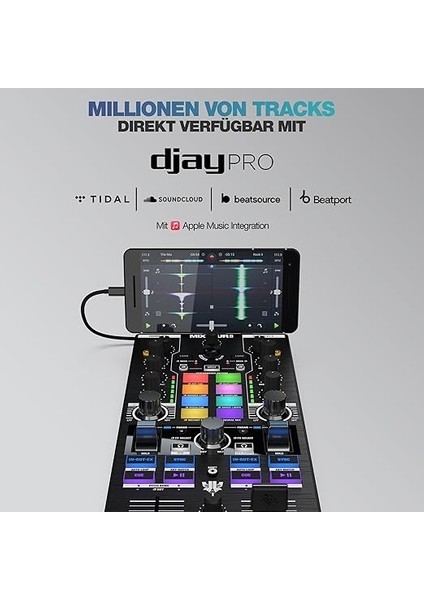 Mixtour Pro | Ultra Taşınabilir Hepsi Bir Arada 4-Deck Usb-C Ses Kartlı Dj Controller/kontrolör | Algoriddim Djay Pro Için (Mac, Pc, Ios & Android Uyumlu) indirimleri