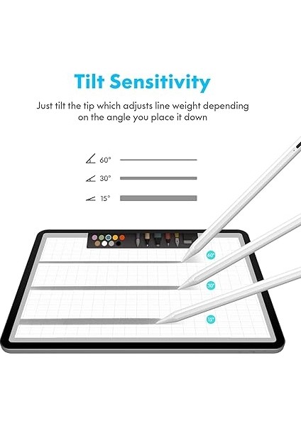 IPAD(2018-2024) Için Stylus Kalem,ipad Pro 11/13 Inç M4,ipad Air 11/13 Inç M2,ipad 10/9/8/7/6,ipad Air 5/4/3,ipad Pro 11/12.9",ipad Mini 6/5 Için Eğim Sensörlü Avuç Içi Reddi Aktif Stylus Kalem fırsatları