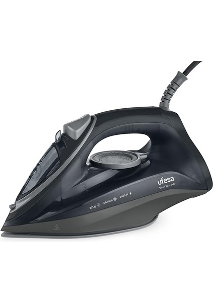 Steam Tech 2400 2400 W Buharlı Ütü, Maksimum 120 G ve 0-30 G/dk. Sürekli Buhar Püskürtme, Seramik Taban, Kireç Önleyici Ikili Sistem, Damlama Önleyici, Siyah, Amazon’a Özel