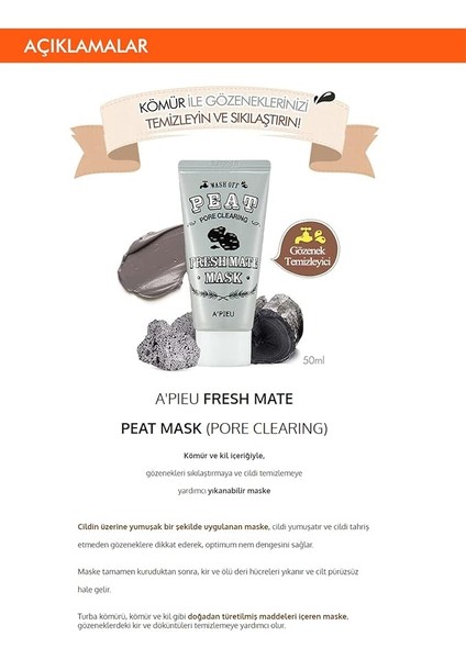 Gözenek Temizleyici Kil ve Kömür Maskesi 50 Mililitre Fresh Mate Peat Mask Pore Clearing fiyatları