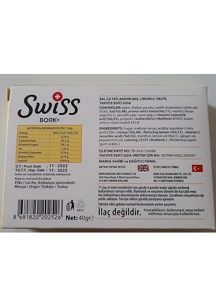 Bork Bal & Limon &propolis Aromalı Pastil fiyatları