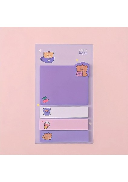 Mor Temalı 4 Renkli Not Seti • Post-It • Sticky Note