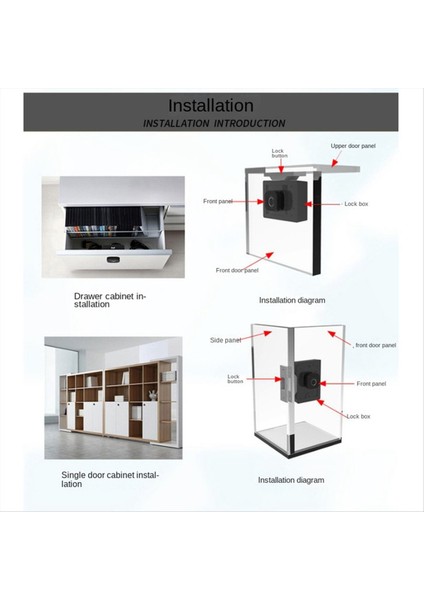 Biyometrik Parmak Izi Kilidi Siyah Anahtarsız Dolap Kilid (Yurt Dışından)