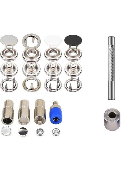 120SET Sedef Siyah Beyaz Krom Çıt Çıt ve Çekiç Kalıp Seti