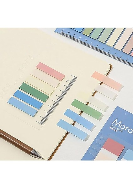 Koyu Yeşil Tonları Temalı 10 Renkli Cetvelli Index • Index Sticker • Post-It • Sticky Note modelleri