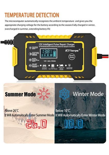 Rjtianye 12V Tam Otomatik Akıllı Şarj Cihazı 6A Yüksek Gü (Yurt Dışından) modelleri
