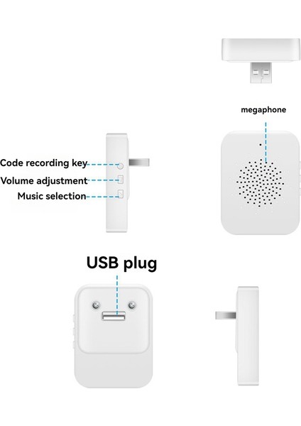 Açık Kablosuz Kapı Zili USB Arayüzü Ev Uzaktan Kumanda Yüzüğü Kapı Çan Seti Ev Çanları Kapıbağı (Yurt Dışından) modelleri