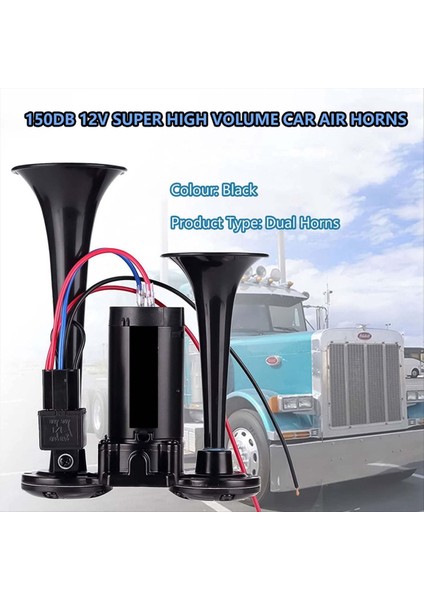 Boynuz Kiti 12V 150DB Araba Hava Boynuzu Süper Yüksek Ses (Yurt Dışından) indirimleri