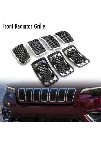 Krom Araba Ön Ekleme Mesh e Dekorasyon Kapağı Ön Radyatör Giriş Giriş Izgara Döşeme Jeep Cherokee 2019 2020 2021 (Yurt Dışından) fiyatları
