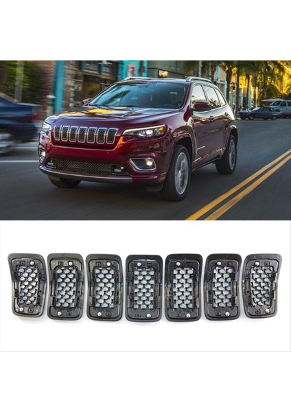 Krom Araba Ön Ekleme Mesh e Dekorasyon Kapağı Ön Radyatör Giriş Giriş Izgara Döşeme Jeep Cherokee 2019 2020 2021 (Yurt Dışından) fırsatları