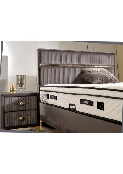 Deluxe Set Çift Kişilik Yatak Seti 160 x 200 Başlık + Sandıklı Baza+ Ortopedik Yatak