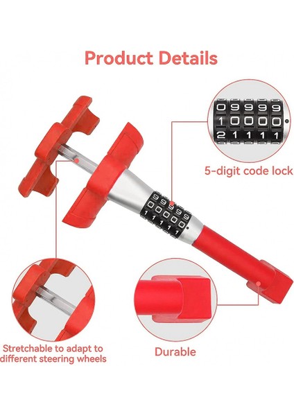 Araba T Şeklinde Direksiyon Simidi Hırsızlık Anti-Hırsızlık Kilidi Geri Çekilebilir Kanca Kilidi Geri Çekilebilir Hırf Karşı Kombin (Yurt Dışından) modelleri