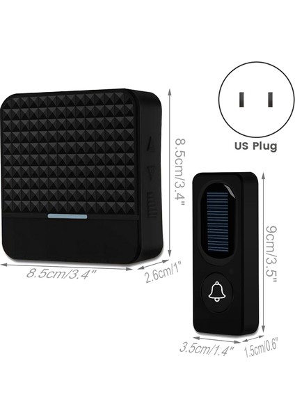 Kablosuz Güneş Kapısı IP65 Su Geçirmez 300M Kapı Zilleri Chime Kit Güneş Gücü Şarj Açık Dış Mekan Kapı Zilleri-Abd Fiş (Yurt Dışından) fiyatları
