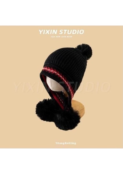 Sonbahar ve Kış Erkek ve Kadın Bebek Sevimli Karikatür Ayı Bebek Peluş Sıcak Kulak Koruma Örme Şapka (Yurt Dışından)