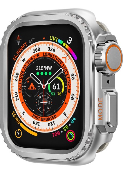 Apple Watch Se (2023)/SE (2022)/SE/6/5/4 44 mm - Ultra 49 mm Transfer Kapağı Için Metal Kasa - Mat Gümüş (Yurt Dışından)