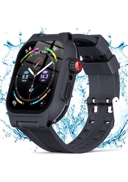 Shellbox Apple Watch Series 8 45MM/7 45MM Darbeye Dalı Ekran Koruyucu Kılıf ve Silikon Saat Kayışı Için Su Geçirmez Kılıf (Yurt Dışından)