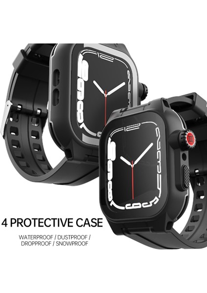 Shellbox Apple Watch Series 8 45MM/7 45MM Darbeye Dalı Ekran Koruyucu Kılıf ve Silikon Saat Kayışı Için Su Geçirmez Kılıf (Yurt Dışından) modelleri
